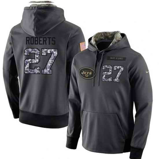 NFL Mens Nike New York Jets 27 Darryl Roberts Stitched Black Anthracite Salute to Service Player Performance Hoodie